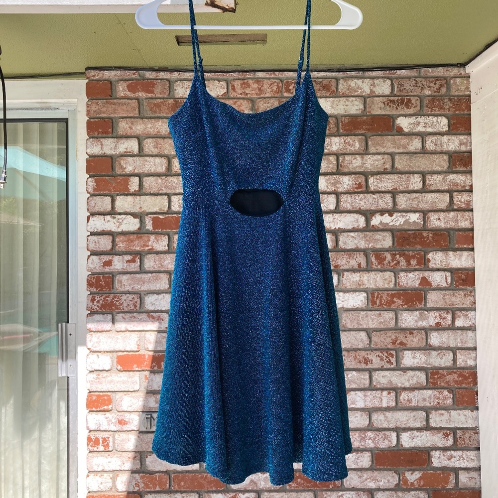 Lulus Sparkly Blue Cutout Dress